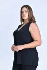 ⁦אל - גופיית ערב וי מוכסף⁩ – תמונה ⁦3⁩