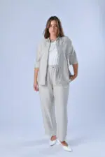 ⁦לורן - מכנס אריג רחב לסט⁩ – תמונה ⁦4⁩