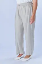 ⁦לורן - מכנס אריג רחב לסט⁩ – תמונה ⁦2⁩