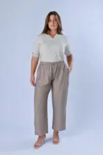 ⁦לורן - מכנס אריג רחב לסט⁩ – תמונה ⁦12⁩