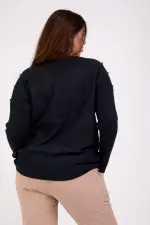 ⁦שבות - סריג וי לב רקום⁩ – תמונה ⁦6⁩