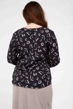 ⁦מרלנה - טופ וי ארוך פרינט⁩ – תמונה ⁦4⁩