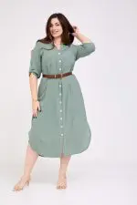 ⁦מיה - שמלת אריג כפתורים⁩ – תמונה ⁦5⁩