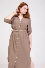 ⁦מיה - שמלת אריג כפתורים⁩ – תמונה ⁦21⁩