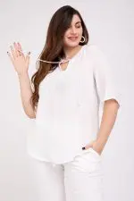 ⁦אגם - חולצת אריג שרוך⁩ – תמונה ⁦9⁩