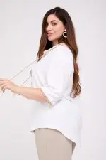 ⁦אדר - חולצת אריג תחרה שרו⁩ – תמונה ⁦5⁩