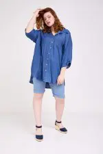 ⁦הדס - טוניקת גינס מכופתרת⁩ – תמונה ⁦2⁩