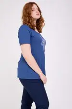 ⁦סנדרה - טופ וי קצר פרינט⁩ – תמונה ⁦6⁩