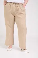 ⁦לונדי - מכנס פשתן רחב פס⁩ – תמונה ⁦2⁩