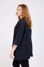 ⁦גון - טוניקת פשתן וי כיס⁩ – תמונה ⁦7⁩