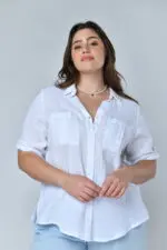 ⁦ג'ודי - חולצת פשתן כיסים⁩ – תמונה ⁦3⁩
