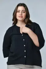 ⁦הודיה - חולצת אריג אוברסי⁩ – תמונה ⁦7⁩
