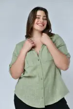 ⁦ג'ודי - חולצת פשתן כיסים⁩ – תמונה ⁦10⁩