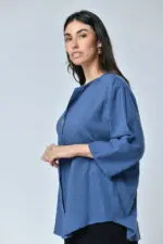 ⁦emma - טופ פשתן כפתור⁩ – תמונה ⁦5⁩