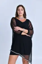 ⁦פז - שמלת ניאון שיפון סרט⁩ – תמונה ⁦3⁩
