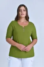 דיוק - חולצת ריב זיפר קצר זית