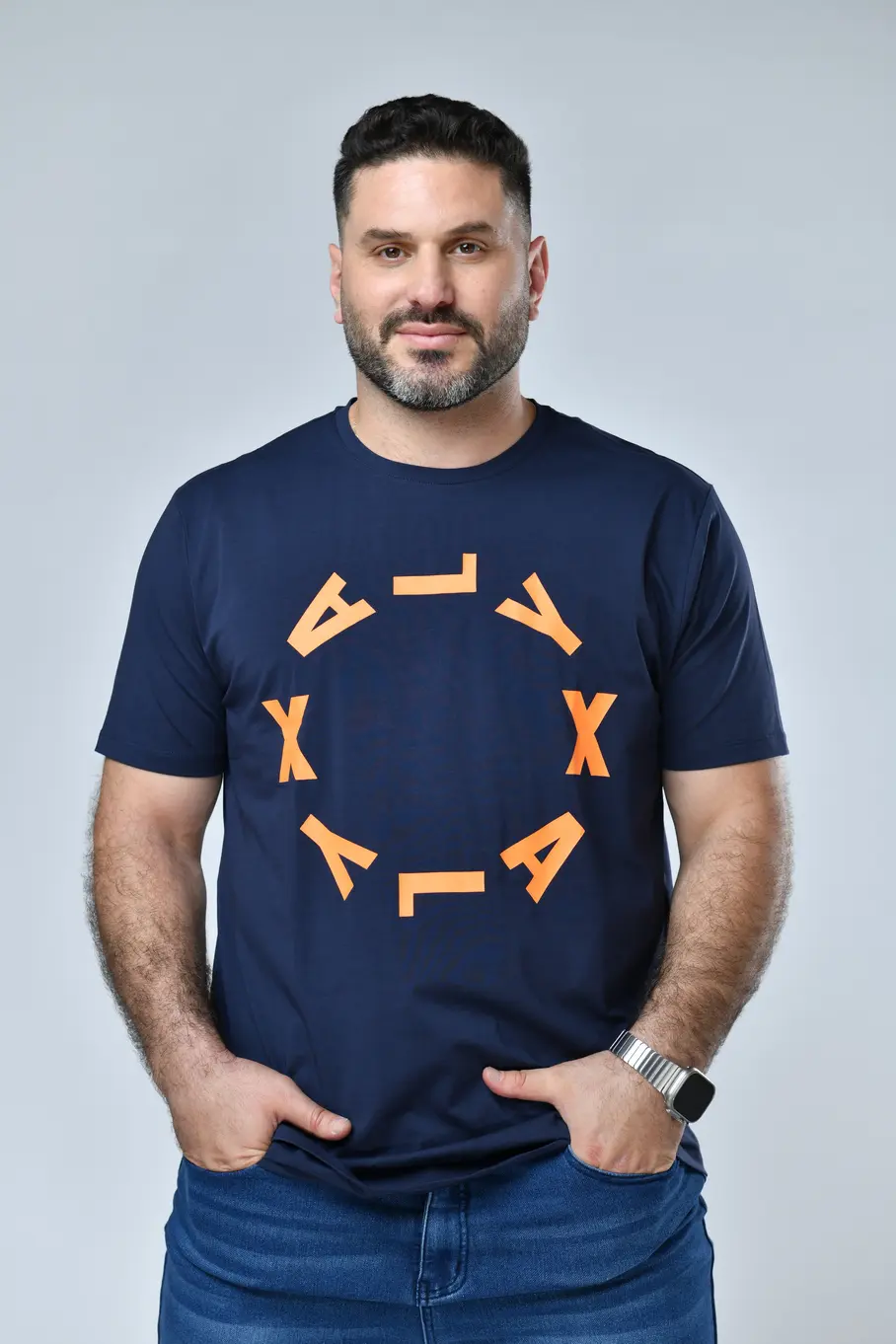מיקל - טי קצר ניקי פרינט פלדה