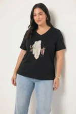⁦vered - טי קצר וי פרינט⁩ – תמונה ⁦4⁩